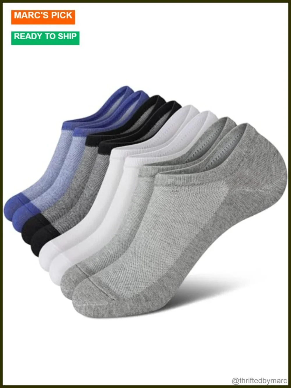 No Show Socks Men Low Cut Ankle Cotton with Non Slip Grips